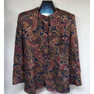 Vintage JH Collectibles Womens Size 4 Multicolor Paisley Jacket USA Lightweight
